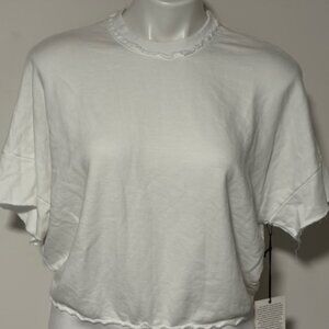 ELECTRIC & ROSE TIME TO LIVE WHITE TOP W/DISTRESSED SEAMS NWT XS
